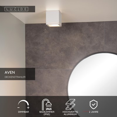 Lucide AVEN - Deckenstrahler Badezimmer - 1xGU10 - IP65 - Weiß